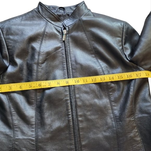 Boutique of Leathers Classic Leather Jacket Black Round Collar - Picture 12 of 13